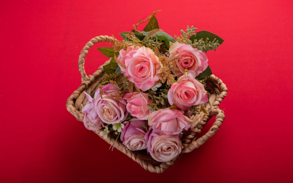 Pink Roses Mixed with Other Flowers